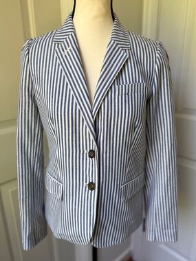 J.Crew Factory Blue & White Striped Blazer Size 4